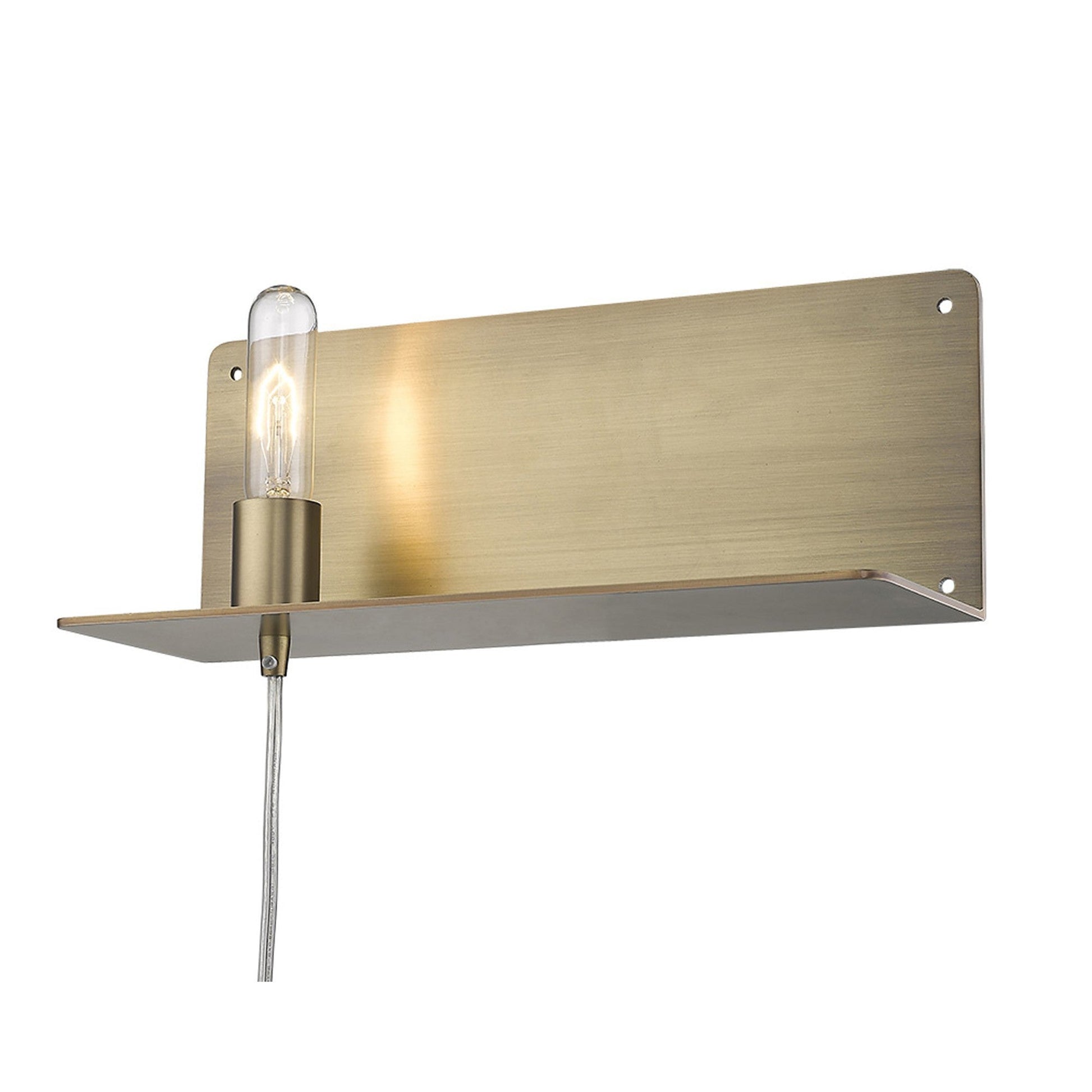 HomeRoots XL Shelf Wall Light With Dull Gold Finish