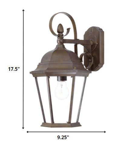 HomeRoots XL Swing Arm Hanging Lantern Wall Light in Dark Brown Finish