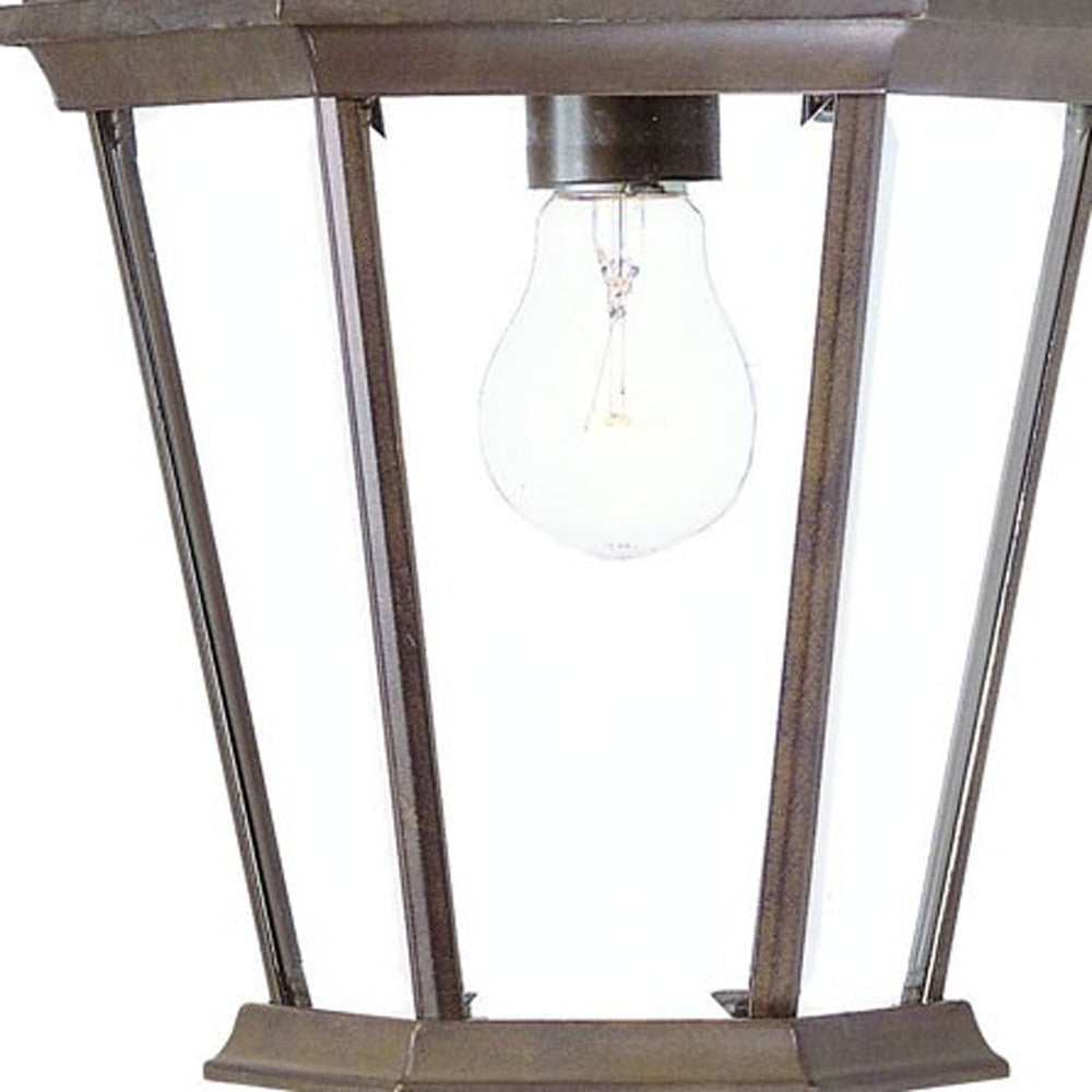 HomeRoots XL Swing Arm Hanging Lantern Wall Light in Dark Brown Finish