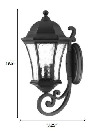 HomeRoots XL Tapered Lantern Wall Light With Matte Black Finish