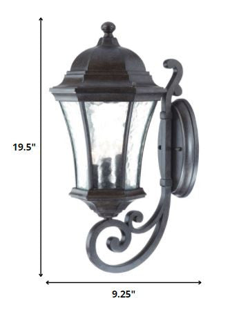 HomeRoots XL Tapered Lantern Wall Light in Antique Black Finish