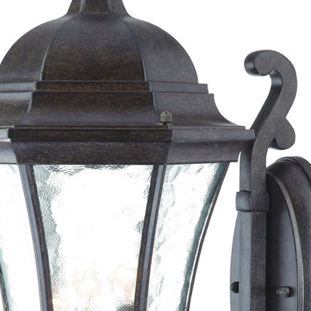 HomeRoots XL Tapered Lantern Wall Light in Antique Black Finish