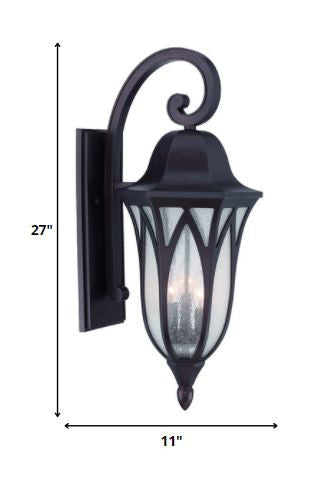 HomeRoots XL Three Light Geometric Glass Wall Light in Matte Black Finish