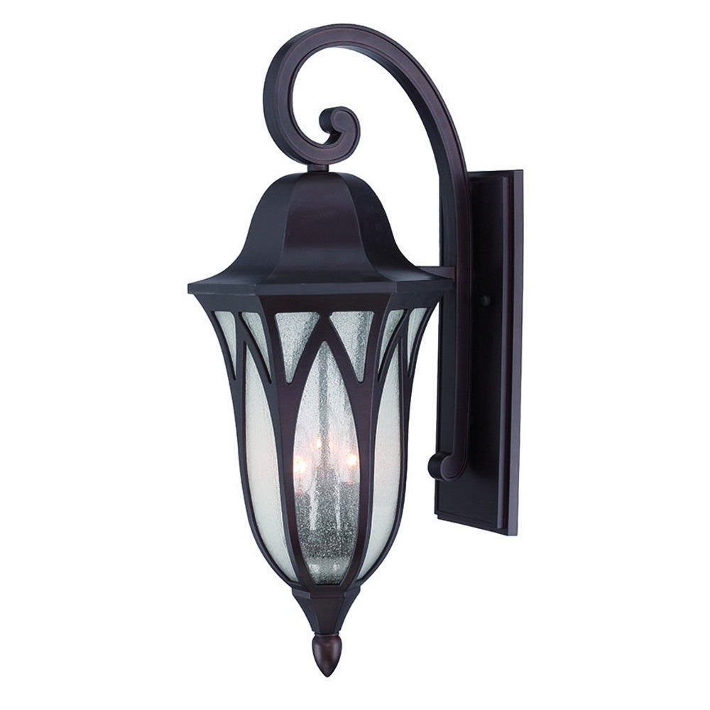 HomeRoots XL Three Light Geometric Glass Wall Light in Matte Black Finish