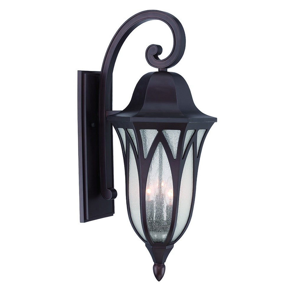 HomeRoots XL Three Light Geometric Glass Wall Light in Matte Black Finish