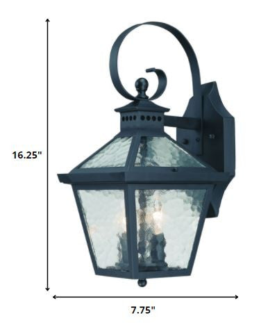 HomeRoots XL Two Light Hammered Glass Wall Light in Matte Black Finish