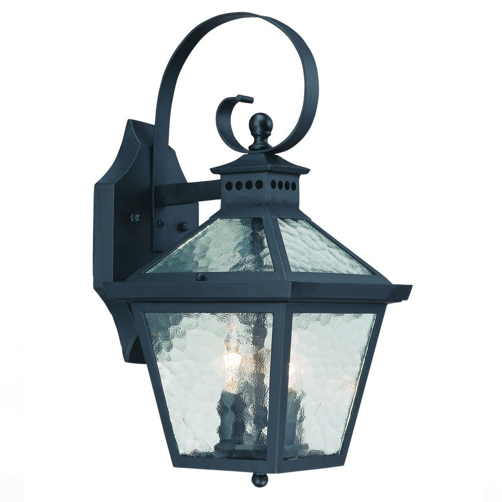 HomeRoots XL Two Light Hammered Glass Wall Light in Matte Black Finish