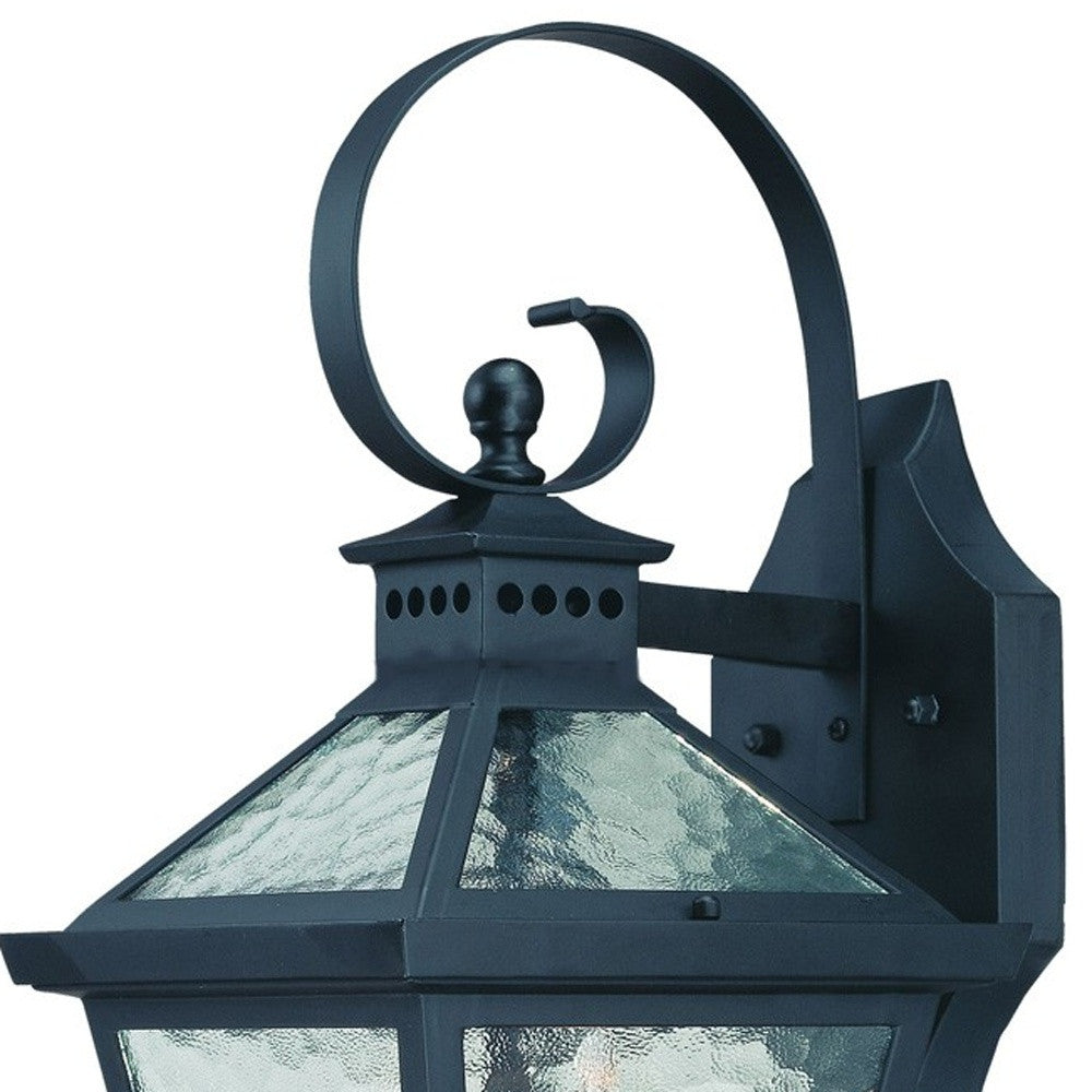 HomeRoots XL Two Light Hammered Glass Wall Light in Matte Black Finish