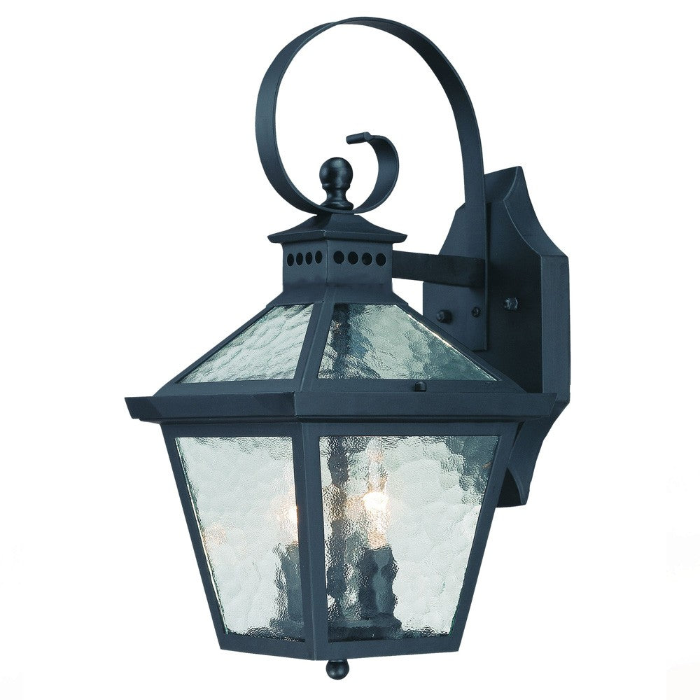 HomeRoots XL Two Light Hammered Glass Wall Light in Matte Black Finish