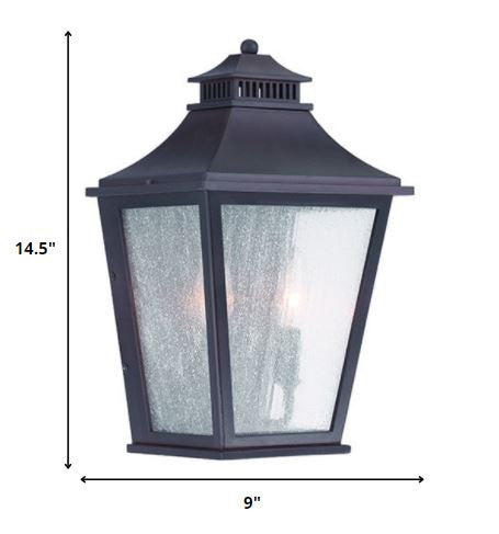 HomeRoots XL Two Light Pocket Lantern Wall Light in Antique Bronze Finish