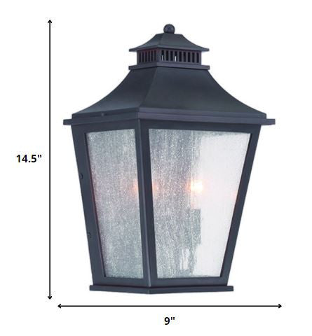 HomeRoots XL Two Light Pocket Lantern Wall Light in Matte Black Finish