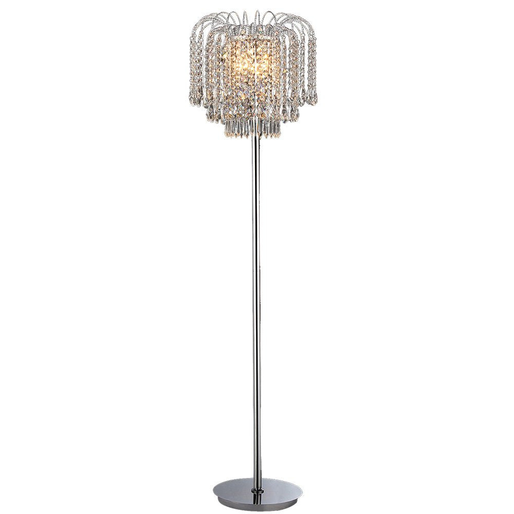 HomeRoots Xyrisse 58" Crystal Floor Lamp With 4-Lights In Chrome Finish