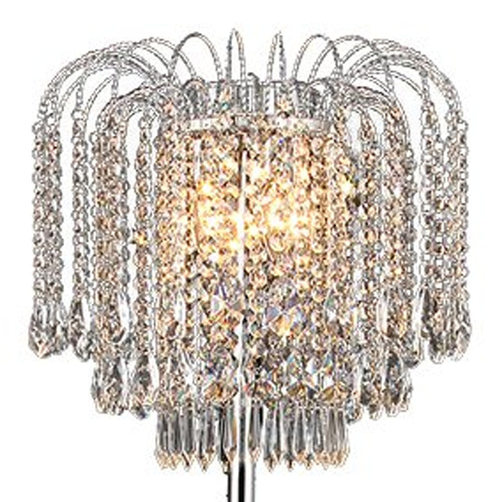 HomeRoots Xyrisse 58" Crystal Floor Lamp With 4-Lights In Chrome Finish