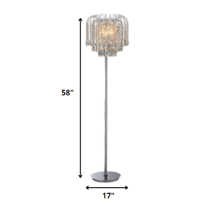 HomeRoots Xyrisse 58" Crystal Floor Lamp With 4-Lights In Chrome Finish