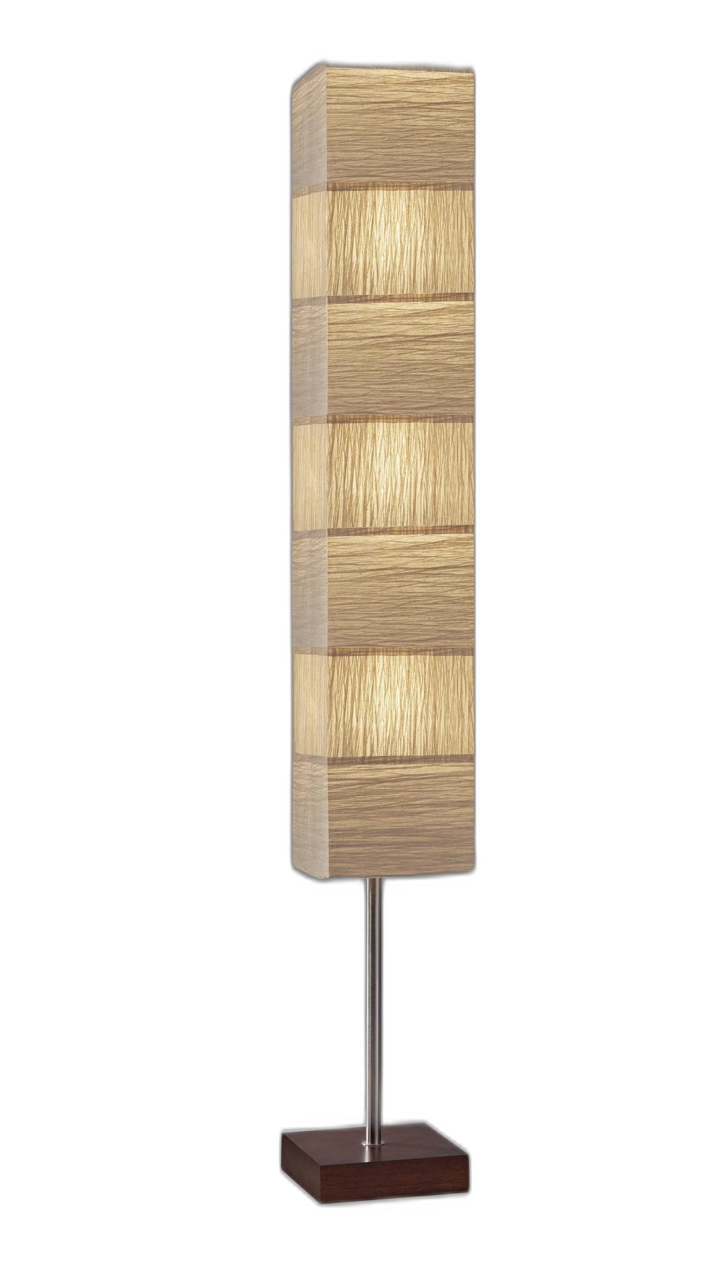 HomeRoots ZigZag Tall Floor Lamp With Paper Shade in Walnut Wood Finish