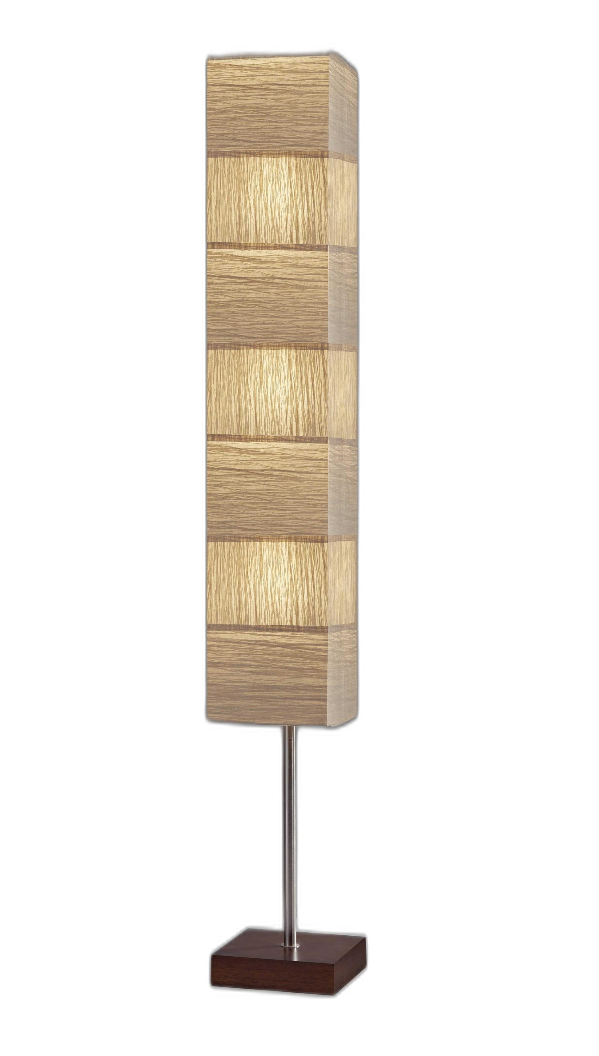 HomeRoots ZigZag Tall Floor Lamp With Paper Shade in Walnut Wood Finish