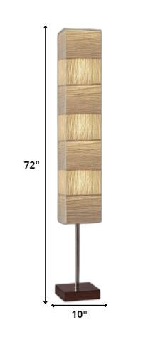 HomeRoots ZigZag Tall Floor Lamp With Paper Shade in Walnut Wood Finish