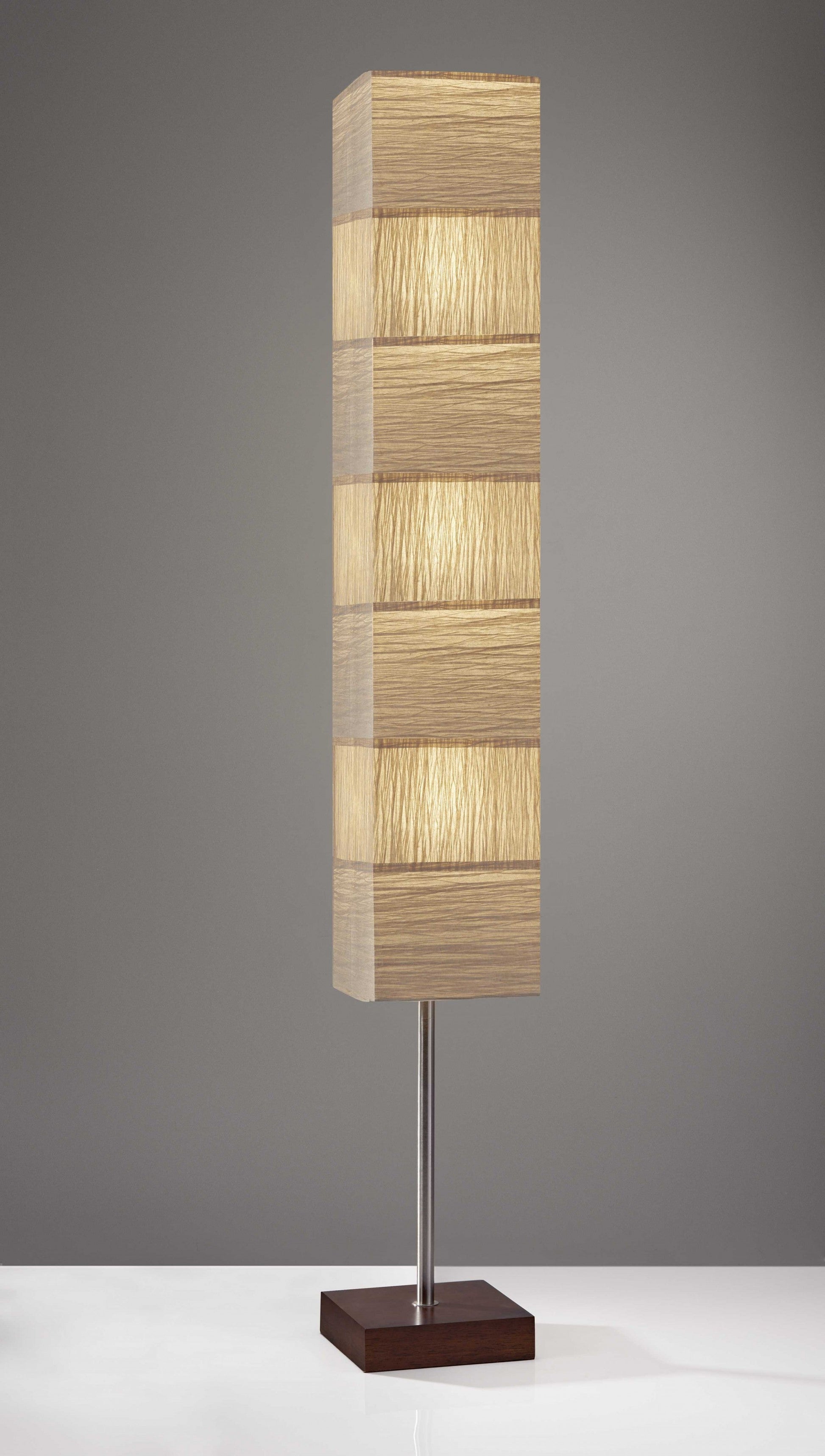 HomeRoots ZigZag Tall Floor Lamp With Paper Shade in Walnut Wood Finish