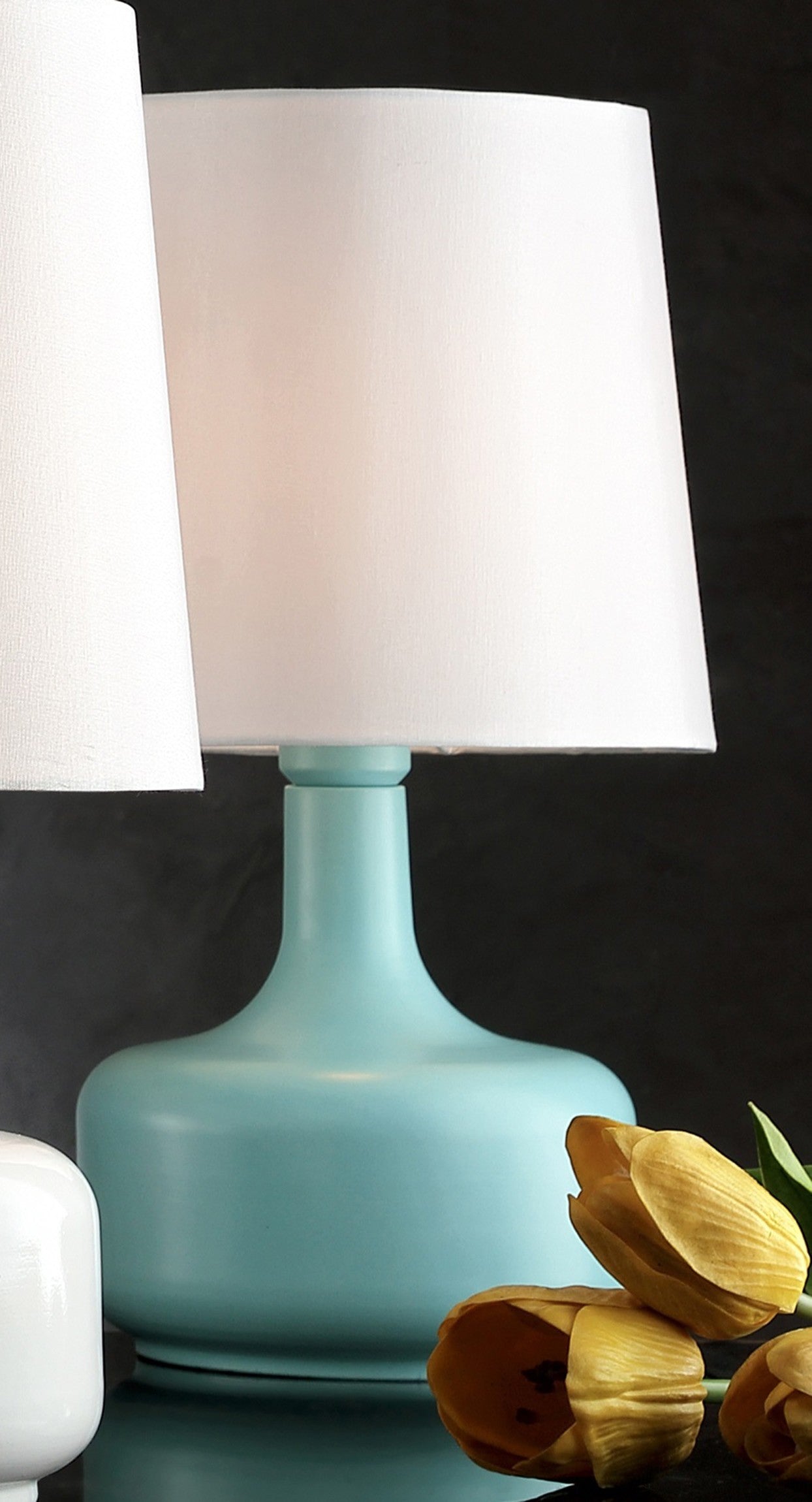 HomeRoots17" Modern Table Lamp With Touch Switch in Mint Green Finish