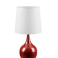 HomeRoots24" Minimalist Table Lamp With White Empire Shade and Burgundy Finish