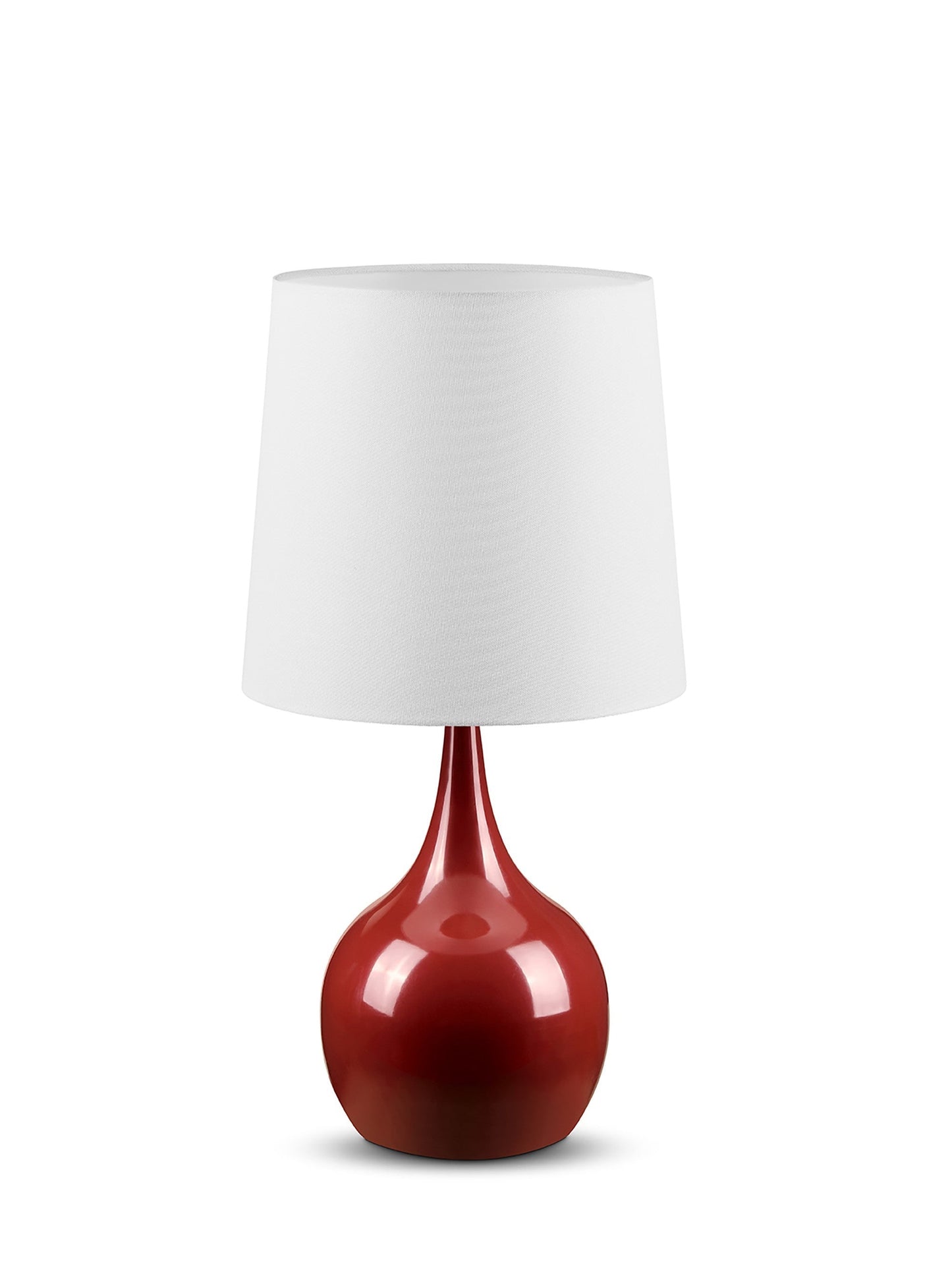 HomeRoots24" Minimalist Table Lamp With White Empire Shade and Burgundy Finish