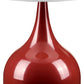 HomeRoots24" Minimalist Table Lamp With White Empire Shade and Burgundy Finish