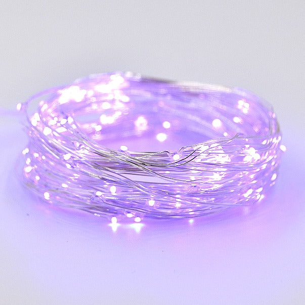 Hometown Evolution 100 Micro LED Lights on Silver Wire 33 Foot Lavender (Light Purple) Plug in LED Fairy Light
