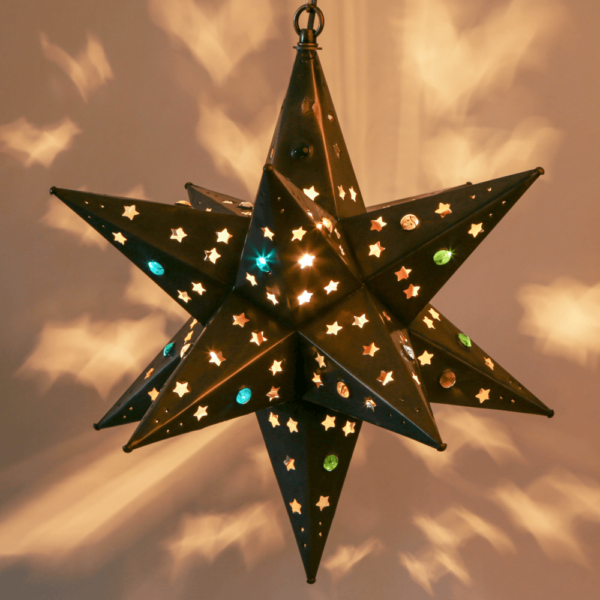 Hometown Evolution 16" Tin Star Light with Star Cutouts and Marbles