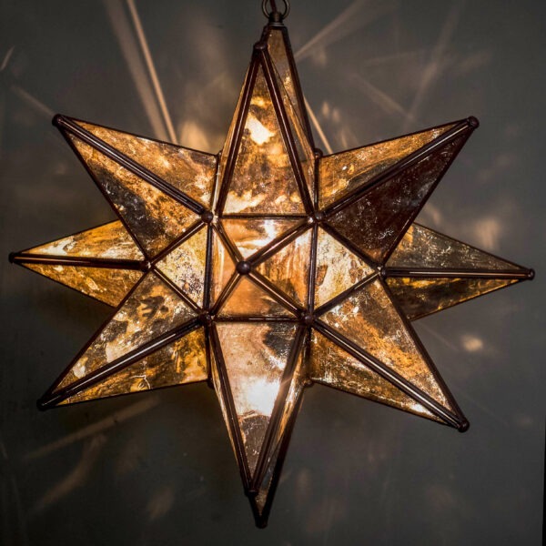 Hometown Evolution 18" Antique Gold Glass Star Lights