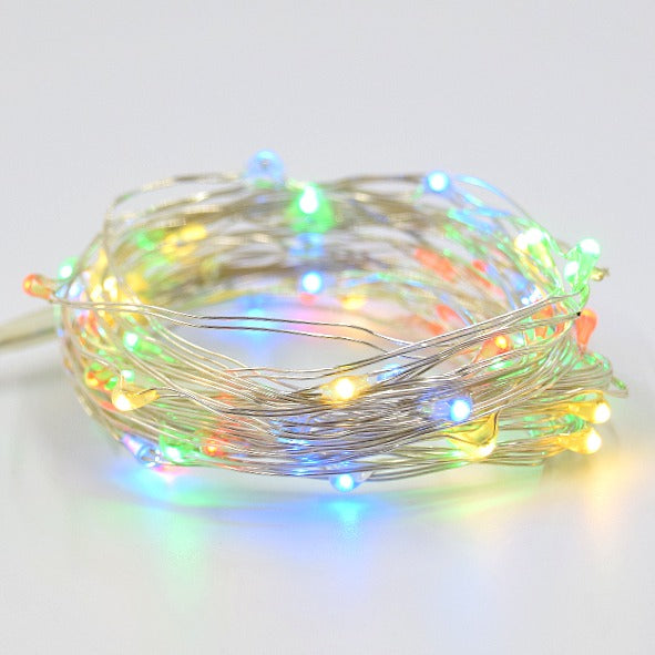 Hometown Evolution 50 Micro LED on Silver Wire 16.5 Foot Multi Color Battery Powered LED Fairy Light