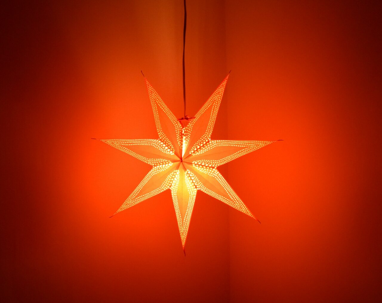Hometown Evolution Arcturus Paper Star Red Outdoor Lantern with Cord