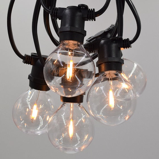Hometown Evolution C9 Commercial 100 Foot String Light Set with Black Wire and G50 Plastic LED Filament Bulbs