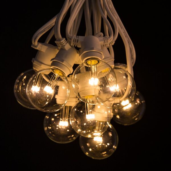 Hometown Evolution C9 Commercial 100 Foot String Light Set with White Wire and G50 LED 0.6 Watt Warm White Bulbs