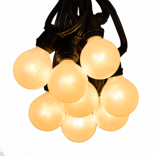 Hometown Evolution C9 Commercial 25 Foot White Satin String Light with Black Wire and G50 White Satin Pearl Bulbs