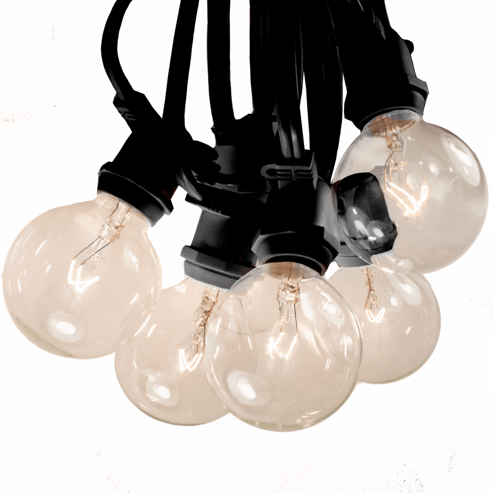 Hometown Evolution C9 Commercial 50 Foot Clear String Light with Black Wire and G50 Clear Bulbs