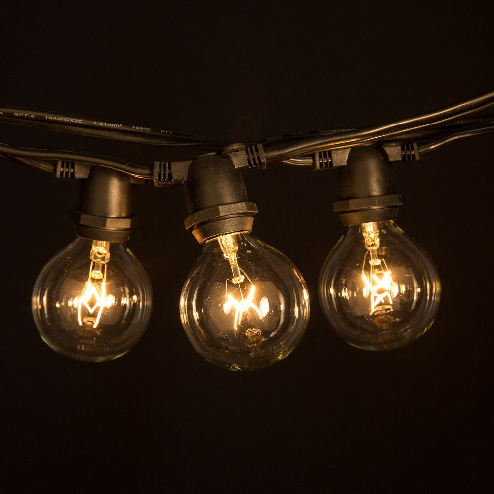 Hometown Evolution C9 Commercial 50 Foot Clear String Light with Black Wire and G50 Clear Bulbs