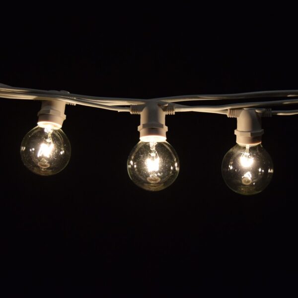 Hometown Evolution C9 Commercial 50 Foot Clear String Light with White Wire and G50 Clear Bulbs