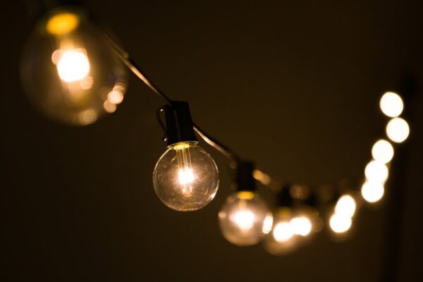 Hometown Evolution C9 Commercial 50 Foot String Light Set with Black Wire and G50 LED 0.6 Watt Warm White Bulbs