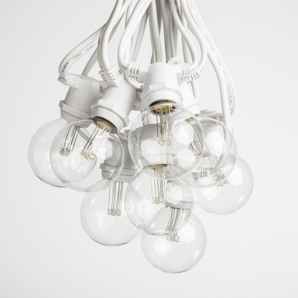 Hometown Evolution C9 Commercial 50 Foot String Light Set with White Wire and G50 LED 0.6 Watt Warm White Bulbs