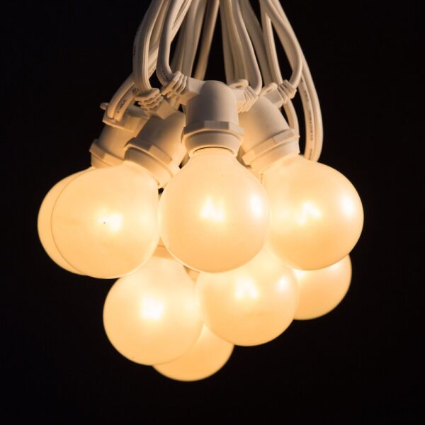 Hometown Evolution C9 Commercial 50 Foot White Satin String Light with White Wire and G50 White Satin Pearl Bulbs