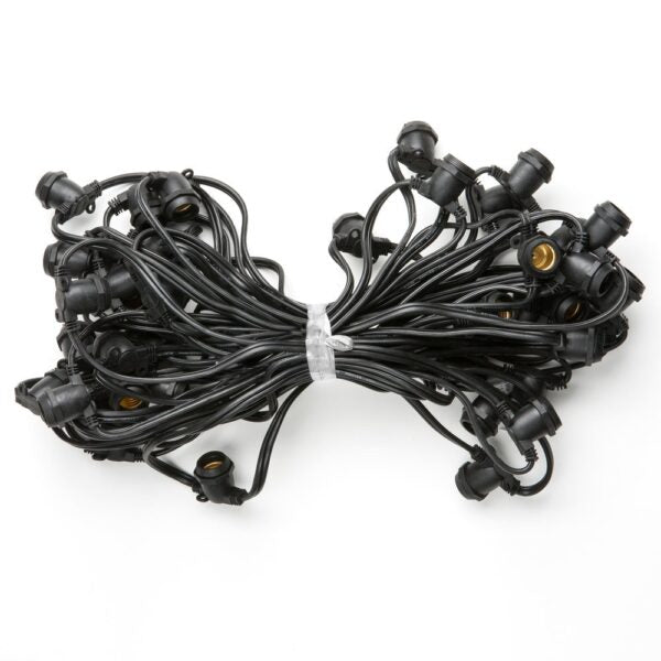 Hometown Evolution C9 Commercial Grade 50 Foot 40 Socket Black String Light with 16 Gauge Wire