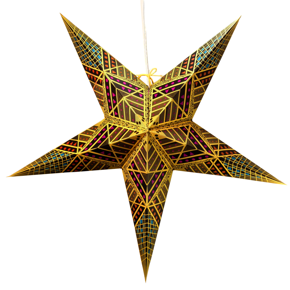 Hometown Evolution Crux Paper Star Yellow Outdoor Lantern with Cord