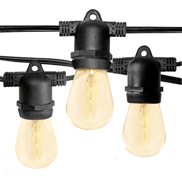 Hometown Evolution E26 Commercial 100 Foot String Light Set with S14 Zig Zag Edison Light Bulbs