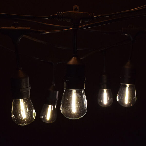 Hometown Evolution E26 Commercial 100 Foot String Light Set with Suspended S14 LED Filament Light Bulbs