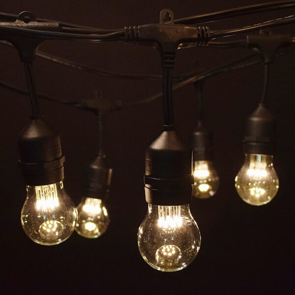 Hometown Evolution E26 Commercial 24 Foot String Light Set with Suspended A15 LED 9 Diode Light Bulbs