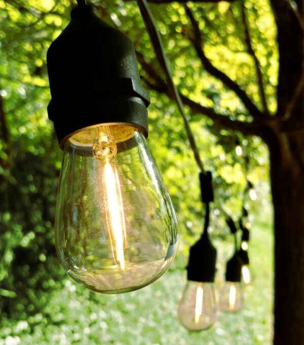 Hometown Evolution E26 Commercial 24 Foot String Light Set with Suspended S14 LED Filament Light Bulbs