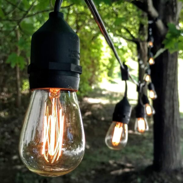 Hometown Evolution E26 Commercial 24 Foot String Light Set with Suspended S14 Lantern Edison Light Bulbs