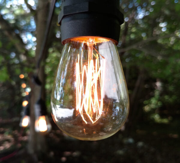 Hometown Evolution E26 Commercial 50 Foot String Light Set with Suspended S14 Lantern Edison Light Bulbs