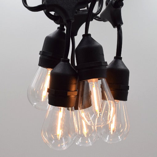 Hometown Evolution E26 Commercial 50 Foot String Light Set with Suspended S14 PLASTIC LED Filament Light Bulbs
