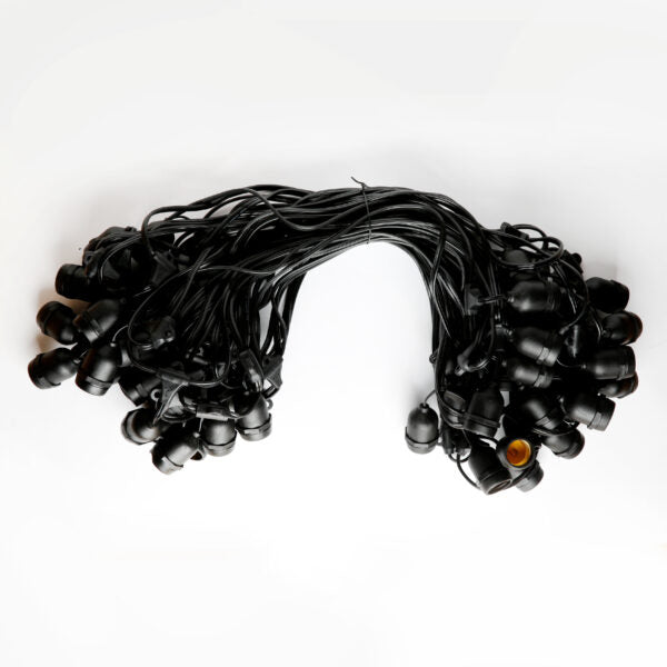 Hometown Evolution E26 Commercial Grade 100 Foot Black String Light with Suspended Sockets and 16 Gauge Wire
